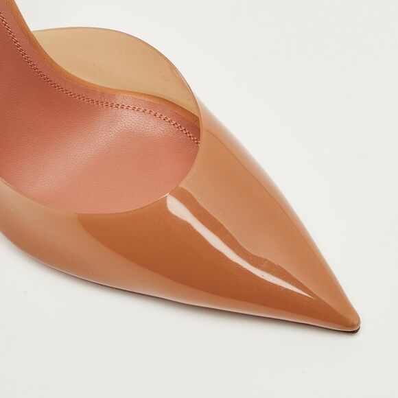 Amina Muaddi Brown Pvc Holli Glass Slingback Pumps Size 38 - Picture 7 of 7